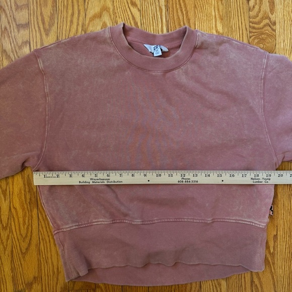 JoyLab Women’s Salmon Pink Cropped Crewneck Bleach Spattered Sweater Size XS - Picture 9 of 11